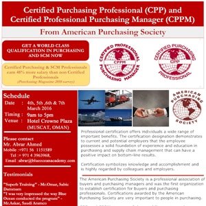Certified Purchasing Professional (CPP) and Certified Professional